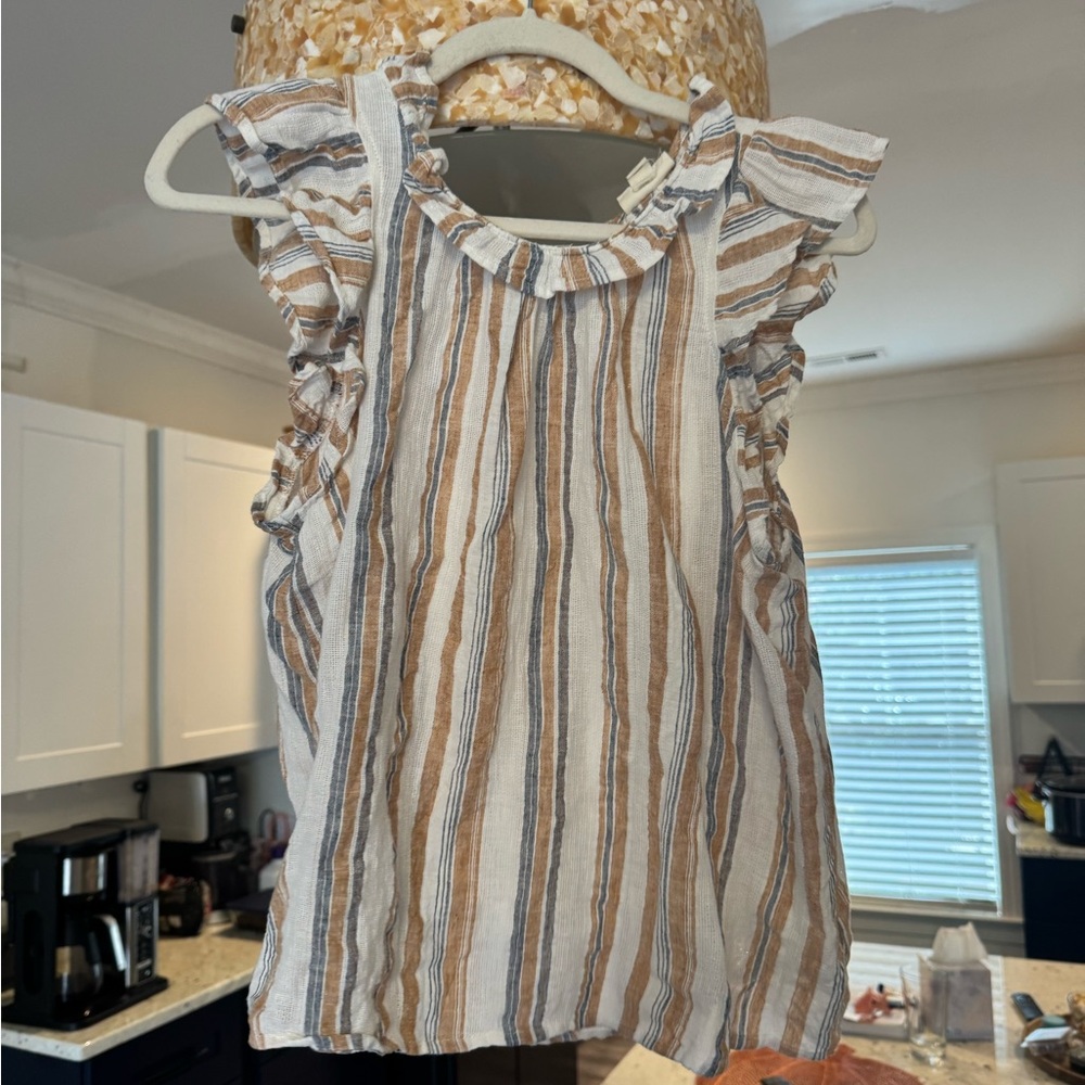 a.n.a Multicolor Striped Ruffle Blouse